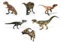 Collage of different kind of dinosaurs isolated on white background Royalty Free Stock Photo