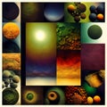 A collage of different natural Earth textures mixed in beautiful abstract background, Generative AI