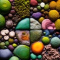 A collage of different natural Earth textures mixed in beautiful abstract background, Generative AI