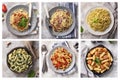 Collage with different pasta dish