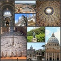 Beautiful places of the Vatican, Rome, collage Royalty Free Stock Photo