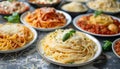 collage of different plates of pasta Royalty Free Stock Photo