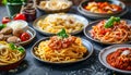 collage of different plates of pasta Royalty Free Stock Photo