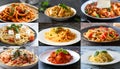 collage of different plates of pasta Royalty Free Stock Photo