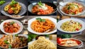 collage of different plates of pasta Royalty Free Stock Photo