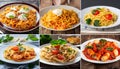 collage of different plates of pasta Royalty Free Stock Photo