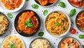 collage of different plates of pasta Royalty Free Stock Photo