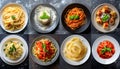 collage of different plates of pasta Royalty Free Stock Photo