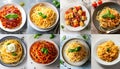 collage of different plates of pasta Royalty Free Stock Photo