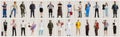 Collage about different professions. Group of men and women in uniform standing isolated on grey background. Royalty Free Stock Photo