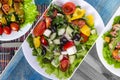 Collage of different salads. Salads of greens and vegetables . Royalty Free Stock Photo