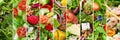 Collage of different salads. Royalty Free Stock Photo