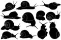Collage of different snail silhouettes Royalty Free Stock Photo