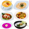 Collage of different soups isolated Royalty Free Stock Photo