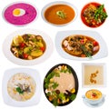 Collage of different soups isolated Royalty Free Stock Photo