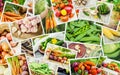 Collage of different vegetables. Vegetarian food. Royalty Free Stock Photo