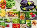 Collage of different vegetables. Vegetarian food. Royalty Free Stock Photo