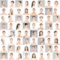 Collage of different portraits of young women in makeup Royalty Free Stock Photo