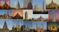 A collage of digitally manipulated architectural images, blending iconic structures like Royalty Free Stock Photo