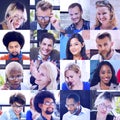 Collage Diverse Faces Group People Concept Royalty Free Stock Photo