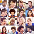 Collage Diverse Faces Group People Concept Royalty Free Stock Photo