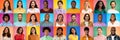 Collage With Diverse Happy Multiethnic People Faces Over Bright Studio Backgrounds Royalty Free Stock Photo