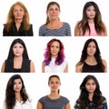 Collage of multi ethnic and mixed age businesswomen