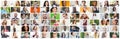 Collage of diverse multiethnic candid people smiling over colorful background