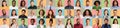 Collage of diverse people expressing different emotions, mosaic set, panorama Royalty Free Stock Photo