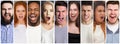 Collage of diverse people shouting at studio background Royalty Free Stock Photo