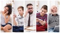 Collage of diverse people using digital devices Royalty Free Stock Photo