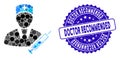 Collage Doctor Icon with Textured Doctor Recommended Stamp Royalty Free Stock Photo