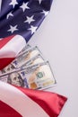 Collage of Dollar bills elements and American flag Royalty Free Stock Photo