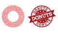 Love Heart Composition of Donut Icon and Grunge Stamp