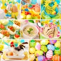 Collage with easter decorations and traditional dishes Royalty Free Stock Photo