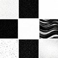 Collage of eight black and white patterns arranged in a 3x3 grid with one space Royalty Free Stock Photo