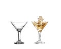 Collage empty martini glass isolated on white Royalty Free Stock Photo