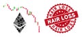 Collage Ethereum Fall Chart with Scratched Hair Loss Seal