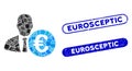 Rectangle Mosaic Euro Banker with Textured Eurosceptic Stamps Royalty Free Stock Photo