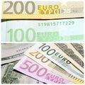 Collage with euro banknotes and dollar bills Royalty Free Stock Photo
