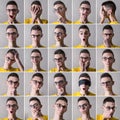 Collage of expressions of a young man Royalty Free Stock Photo
