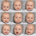 Collage of face newborn baby Royalty Free Stock Photo