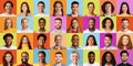 Collage Of Faces With Smiling Multiracial People On Colorful Backgrounds Royalty Free Stock Photo