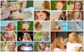 Collage family children hands, emotions Royalty Free Stock Photo