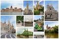 Collage with famous monuments in Budapest, Hungary Royalty Free Stock Photo