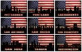 Collage of famous USA cities from P to W