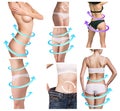 Collage of female body with the arrows Royalty Free Stock Photo