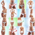 Collage of a female body with arrows. Royalty Free Stock Photo