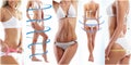 Collage of a female body with arrows. Royalty Free Stock Photo