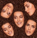 Collage of female facial expressions Royalty Free Stock Photo